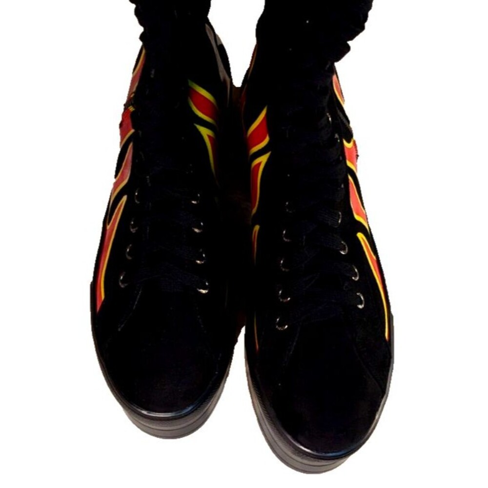 Lamoda 'Burning Up' Knee High Platform Shoe/Boot size 9 Ladie's Flames - Picture 3 of 11